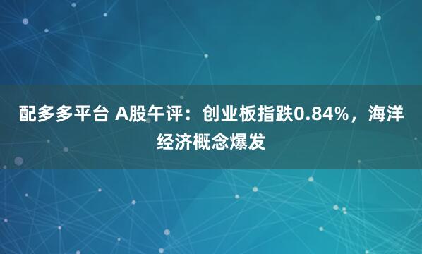配多多平台 A股午评：创业板指跌0.84%，海洋经济概念爆发